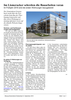 Im Lismeracker schreiten die Bauarbeiten voran