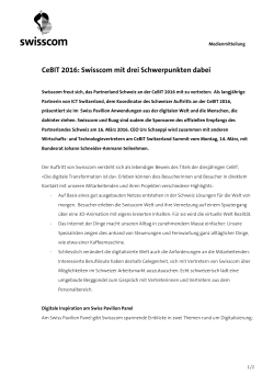 CeBIT 2016: Swisscom mit drei Schwerpunkten dabei
