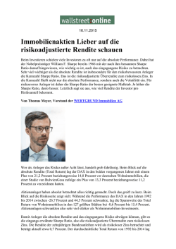 Immobilienaktien Lieber auf die risikoadjustierte Rendite schauen