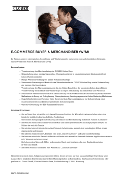 e-CommerCe Buyer & merChandiser (w/m)