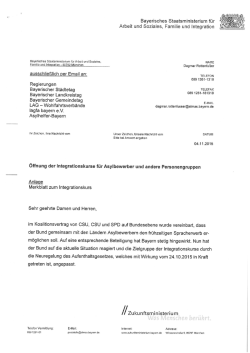 Informationsschreiben_&Ouml;ffnung Integrationskurse f&uuml;r Asylbewerber