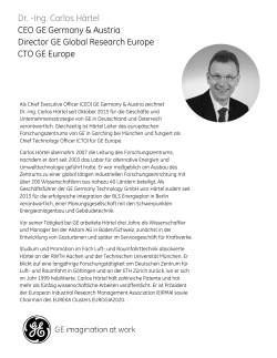 Dr. -Ing. Carlos Härtel CEO GE Germany & Austria Director GE