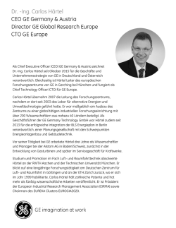 Dr. -Ing. Carlos H&auml;rtel CEO GE Germany & Austria Director GE