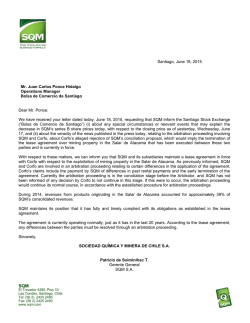 Santiago, June 18, 2015 Mr. Juan Carlos Ponce Hidalgo Operations