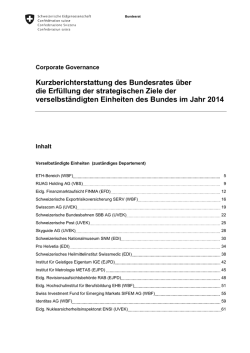 Kurzberichterstattung des Bundesrates über die Erfüllung der