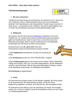 HELLE K&Ouml;PFE - Deine Ideen helfen anderen! Teilnahmebedingungen