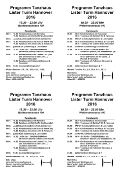 Programm Tanzhaus Lister Turm Hannover 2016 Programm