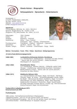 Gisela Keiner - Biographie Schauspielerin - Sprecherin