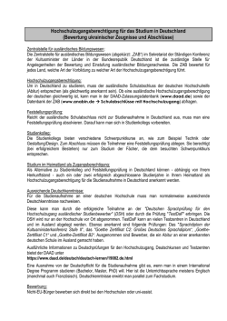 Hochschulzugangsberechtigung f&uuml;r das Studium in Deutschland
