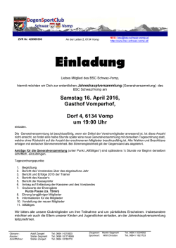 Einladung - BSC / Schwaz / Vomp