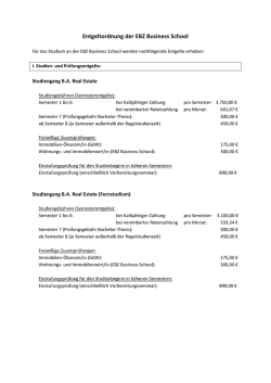 Entgeltordnung der EBZ Business School