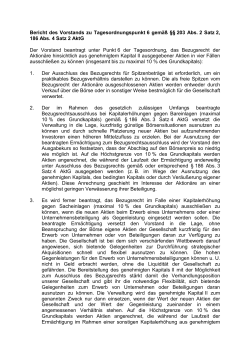 Bericht des Vorstands zu Tagesordnungspunkt 6 gemäß §§ 203 Abs