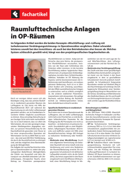 Raumlufttechnische Anlagen in OP-R&auml;umen