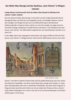 Der Maler Max Slevogt und das Gasthaus „Zum Ochsen“ in Klingen