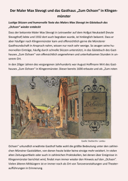 Der Maler Max Slevogt und das Gasthaus &bdquo;Zum Ochsen&ldquo; in Klingen