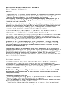 1 Wahlprogramm Ortsverband B90/Die Grünen Rüsselsheim Grüne