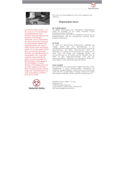 Disponenten (m/w) - Heinrich Huhn GmbH & Co KG