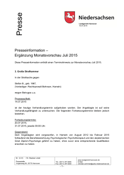Presseinfo Juli 2015 - Landgericht Hannover