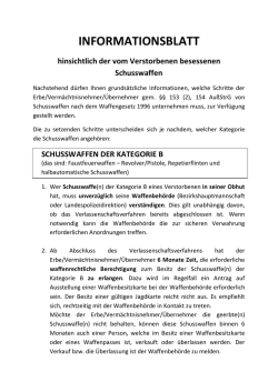 Informationsblatt hinsichtlich der vom Verstorbenen