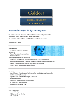 Informatiker (m/w) f&uuml;r Systemintegration