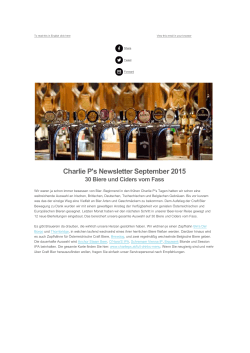 Charlie P`s Newsletter September 2015