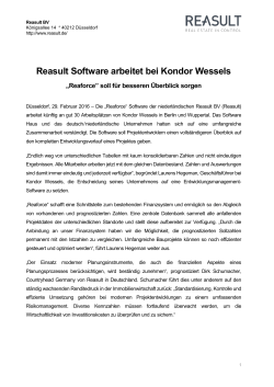 Reasult Software arbeitet bei Kondor Wessels (Link zur