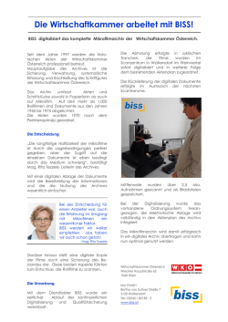Die Wirtschaftkammer arbeitet mit BISS!