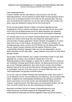 Gedenken Friedhofskapelle Stahnsdorf 75.Todestag Friedrich