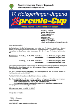 Einladung 17.Jugend Premio-Cup