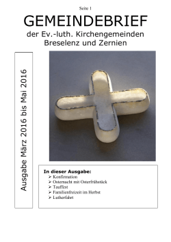 Gemeindebrief März_Mai 2016 - Kirchenkreis Lüchow