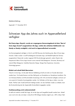 Schweizer App des Jahres - Appenzeller Kantonalbank