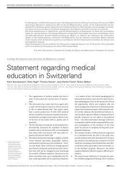 Statement regarding medical education in Switzerland