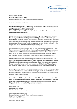 PRESSEMELDUNG Deutscher Pflegerat: „Schleswig