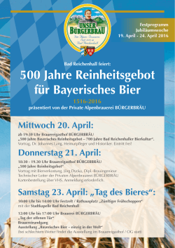 500 Jahre Reinheitsgebot für Bayerisches Bier