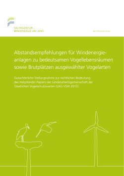 Abstandsempfehlungen für Windenergieanlagen zu bedeutsamen