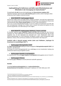 Impfempfehlung f&uuml;r Helferinnen und Helfer sowie