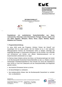 Informationsblatt f&uuml;r Lehrkr&auml;fte zum Hospitationsprogramm
