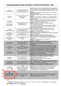 Lehrgang Erlebnis Leiten und Führen: Termine & Orte 2016