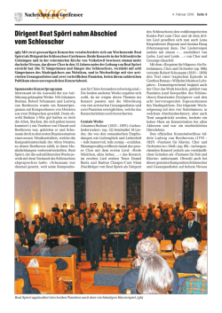 Dirigent Beat Sp&ouml;rri nahm Abschied vom Schlosschor
