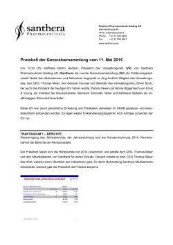 Protokoll der Generalversammlung 2015