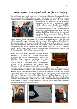 Bericht vom Bachfest Leipzig 2015