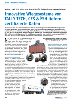 Innovative Wiegesysteme von TALLY TECH, CES & FSH liefern
