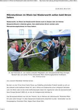 Mikroturbinen im Rhein bei Niederwerth sollen bald Strom liefern