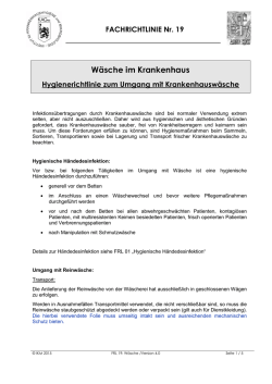 FACHRICHTLINIE Nr. 19 W&auml;sche im Krankenhaus Hygienerichtlinie