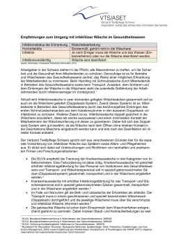 An die Wäscherei - VTS Verband Textilpflege Schweiz