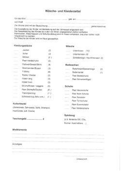 Wäsche- und Kleiderzettel