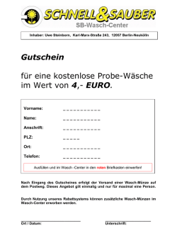 Gutschein f&uuml;r eine kostenlose Probe-W&auml;sche im Wert von 4,