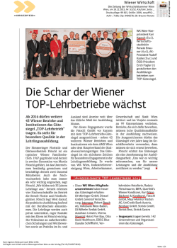 Die Schar der Wiener TOP-Lehrbetriebe wächst