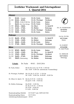 Übersicht Ärztedienst erstes Quartal 2016