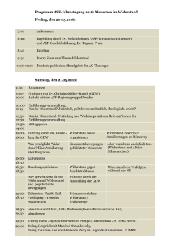 Programm ASF-Jahrestagung 2016: Menschen im Widerstand